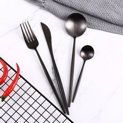 Napoli | Elegant Modern Black Stainless Steel Cutlery Set for Dining 4