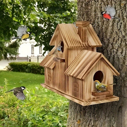 Cozy Wooden Bird House Feeder - Fesara