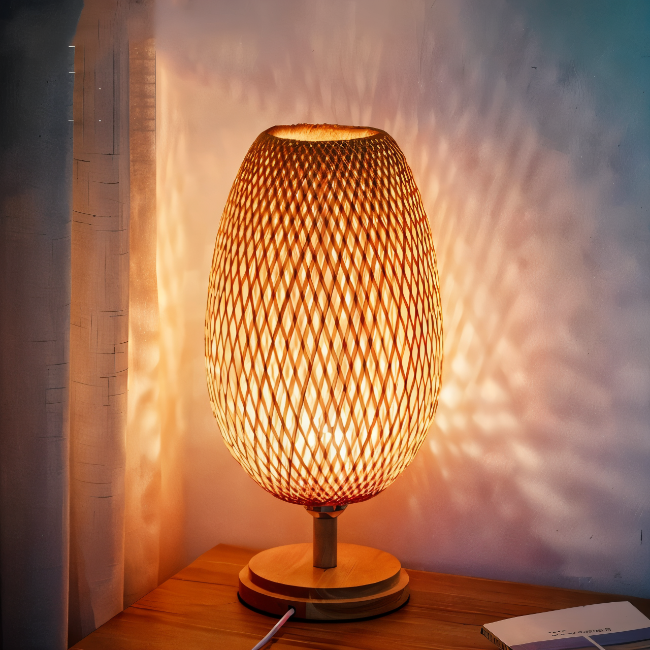 Rustic Bamboo Desk Lamp – Natural Woven Table Light