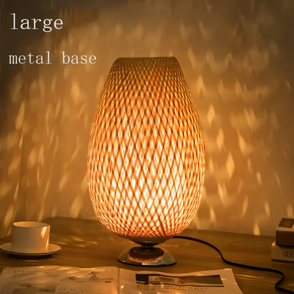 Rustic Bamboo Desk Lamp – Natural Woven Table Light