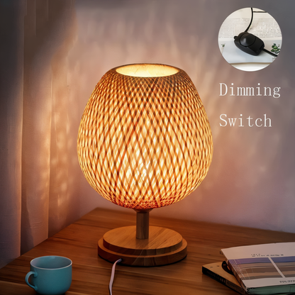 Rustic Bamboo Desk Lamp – Natural Woven Table Light