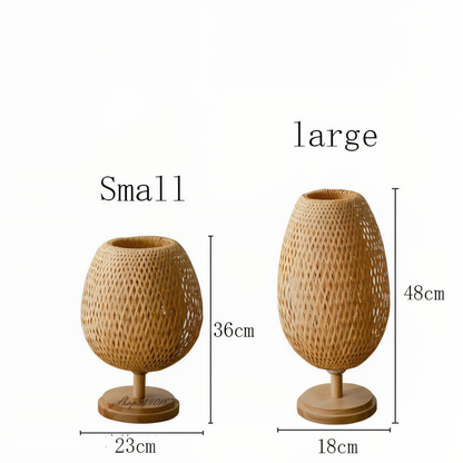 Rustic Bamboo Desk Lamp – Natural Woven Table Light