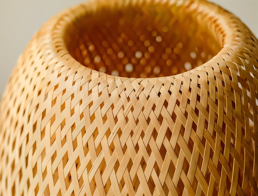 Rustic Bamboo Desk Lamp – Natural Woven Table Light