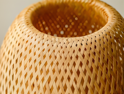 Rustic Bamboo Desk Lamp – Natural Woven Table Light
