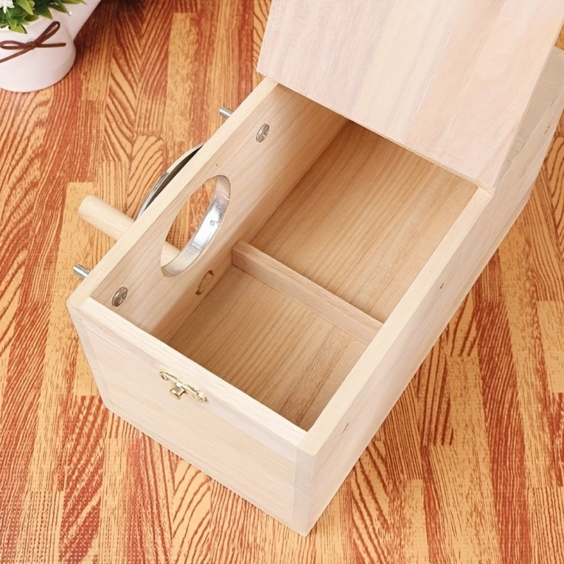 NestNest | Sturdy Natural Wooden Bird House Nesting Box with Perch 1