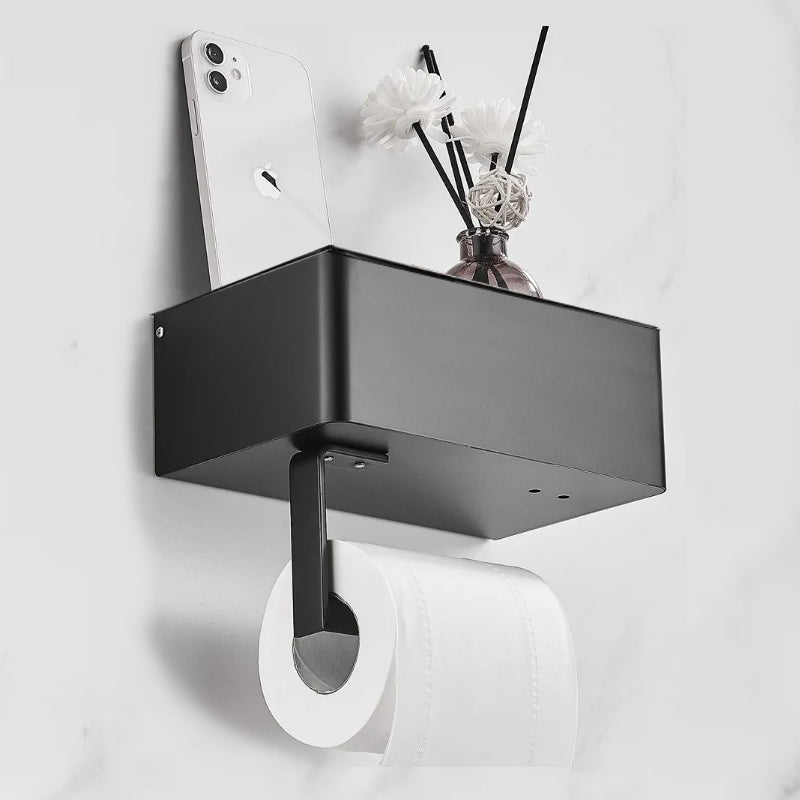 Modern Bathroom Toilet Paper Holder with Storage Shelf - Fesara