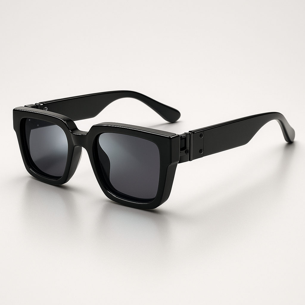 Trendy Unisex Square UV Protective Black Shades - Fesara