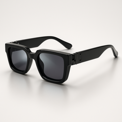 Trendy Unisex Square UV Protective Black Shades - Fesara