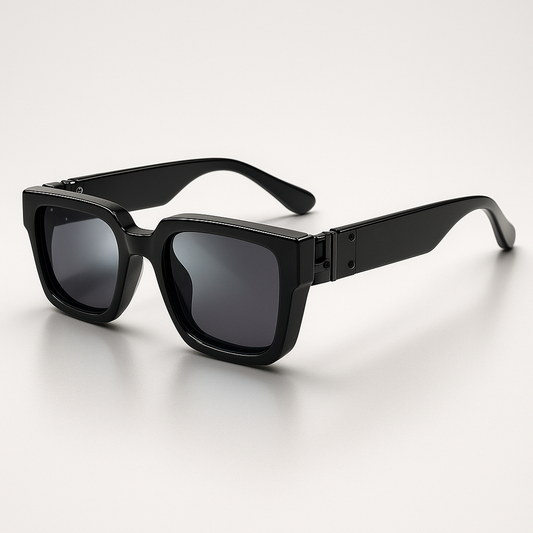 Trendy Unisex Square UV Protective Black Shades - Fesara