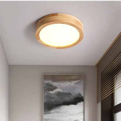 Natural Wood Round Pendant Light