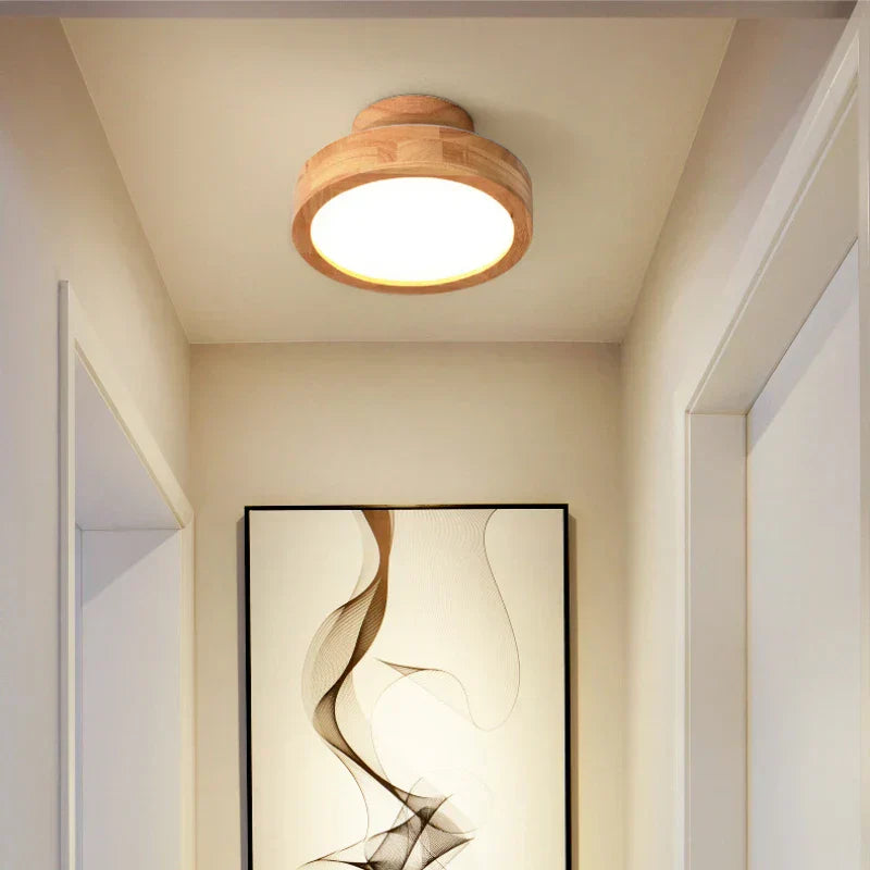 Natural Wood Round Pendant Light