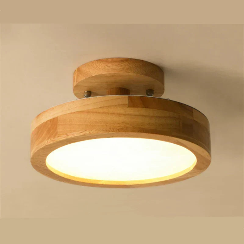 Natural Wood Round Pendant Light