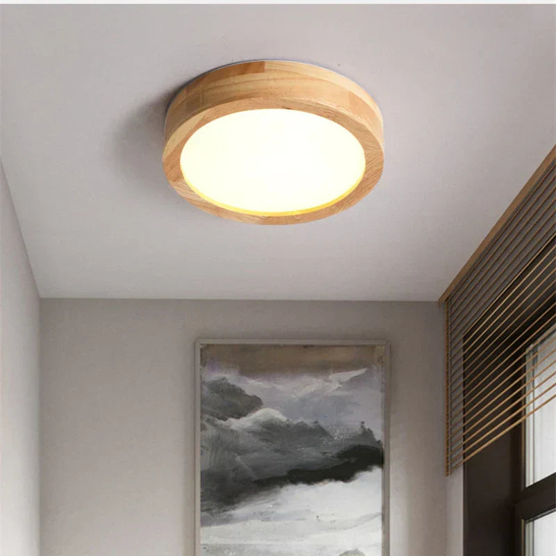 Natural Wood Round Pendant Light