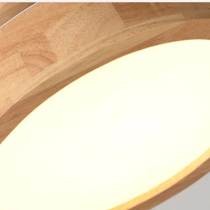 Natural Wood Round Pendant Light