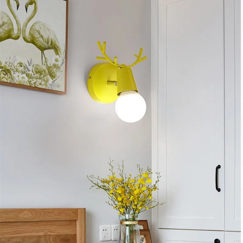 Rustic Deer Antler Wall Lamp