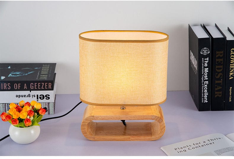 Rustic Wood Table Lamp with Cozy Warm Glow