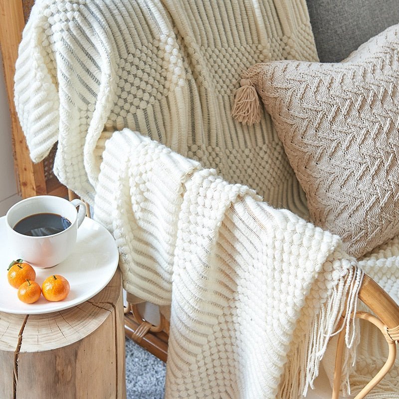 Soft Plush Knitted Throw Blanket for Home Decor - Fesara