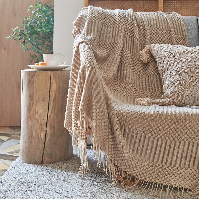 NordicWeave | Cozy Textured Knitted Throw Blanket for Sofa or Bed 8