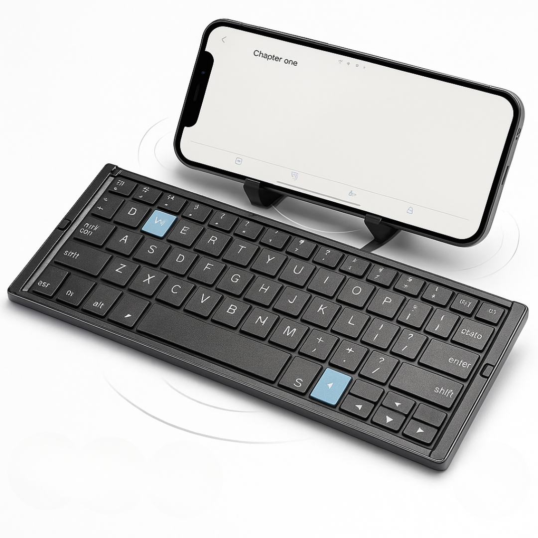 Compact Wireless Bluetooth Keyboard with Phone Stand - Fesara