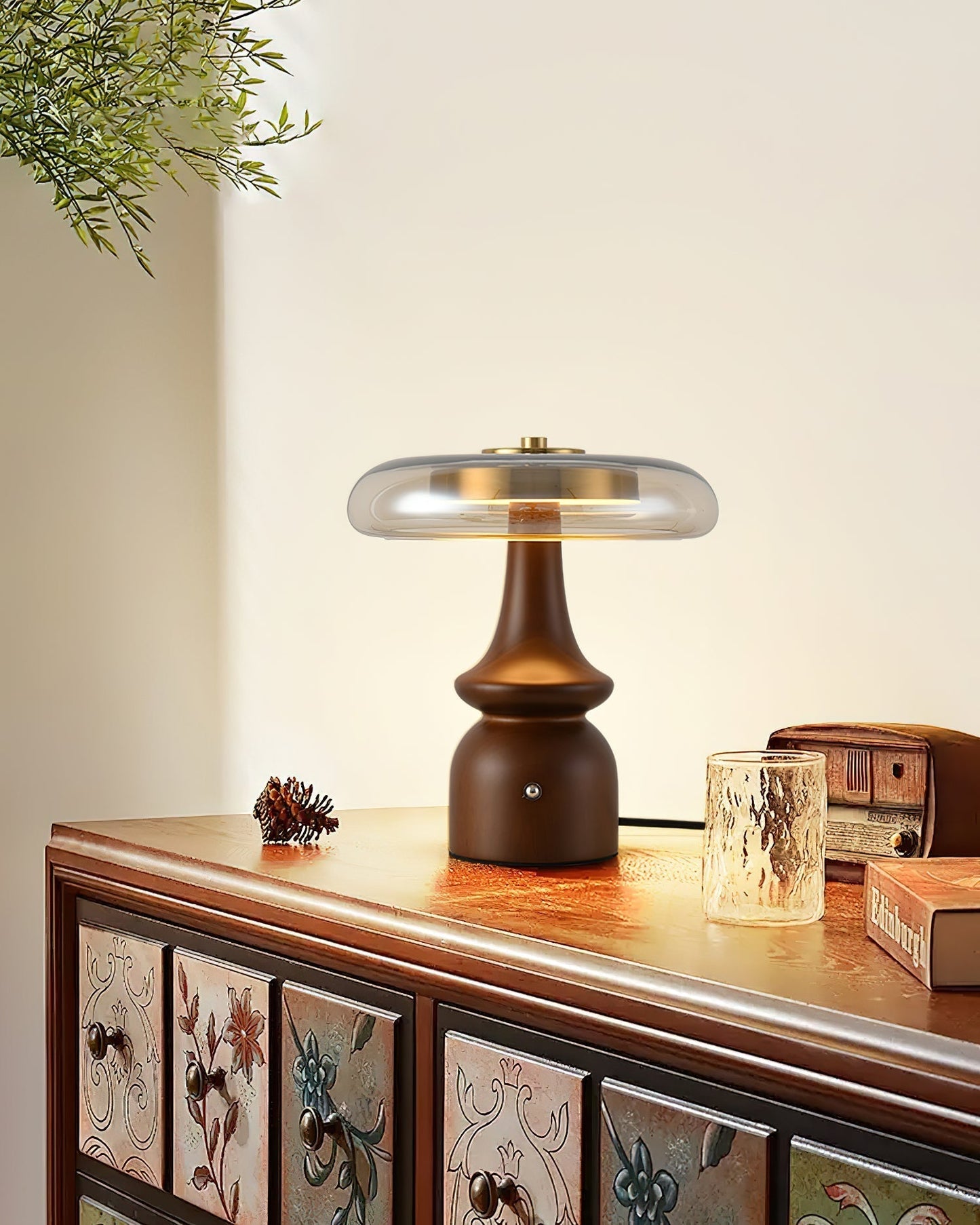 Warm Amber Glass Table Lamp