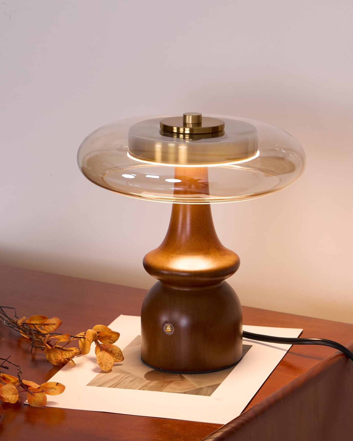 Warm Amber Glass Table Lamp