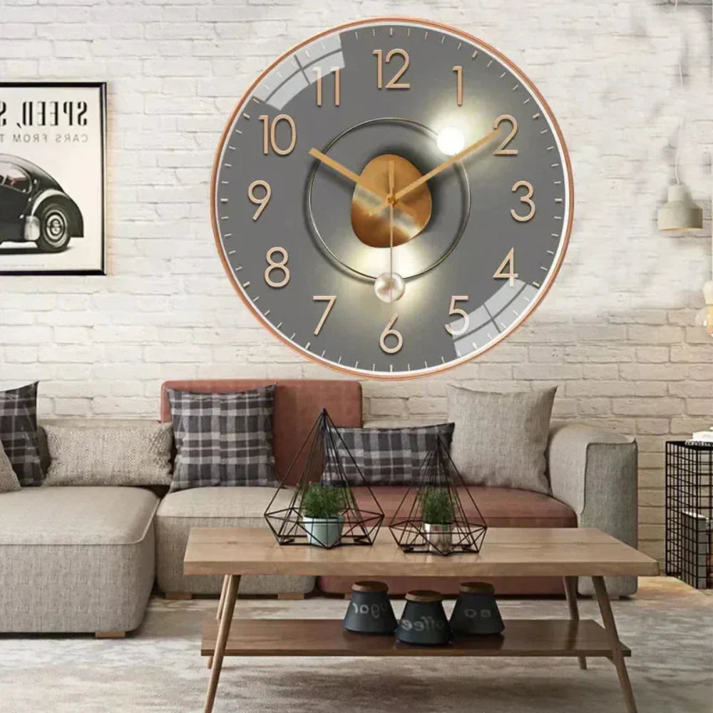 Simple Non Ticking Wall Clock for Living Room Decor