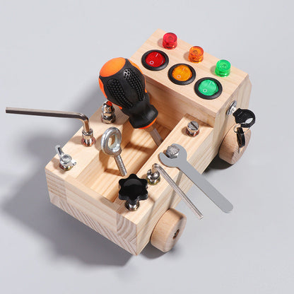 Green Wooden Montessori Fire Truck Toy