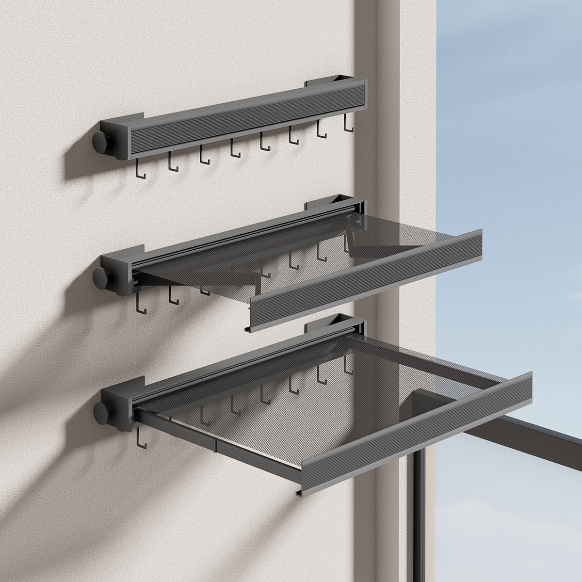 Foldable Wall Mount Clothing Rack with Shelf