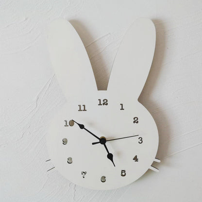 Cute Wooden Rabbit Wall Clock