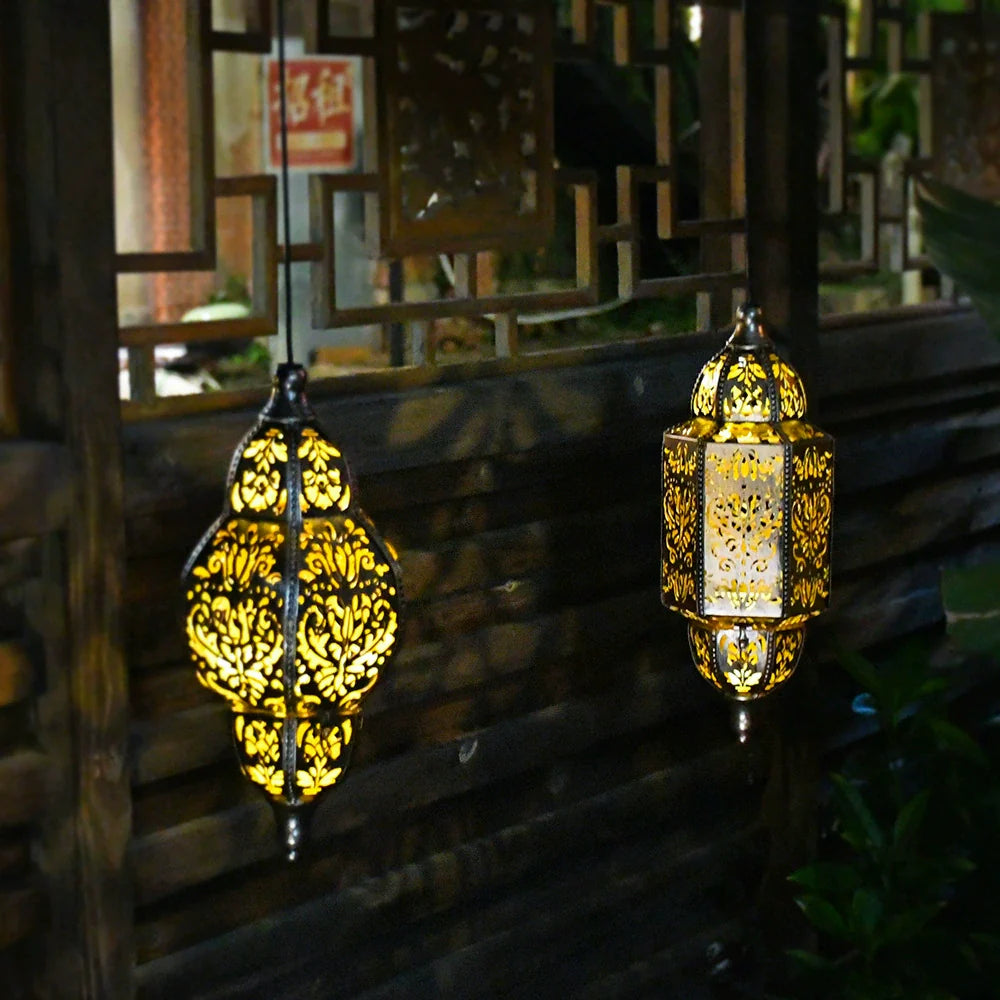 Outdoor Solar Pendant Lantern Moroccan Style Garden Light