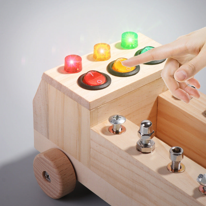 Green Wooden Montessori Fire Truck Toy
