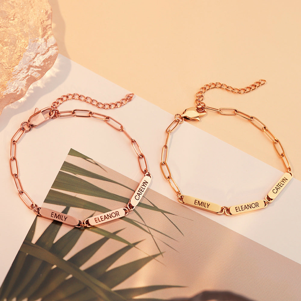 Customizable Family Tree Paperclip Charm Bracelet
