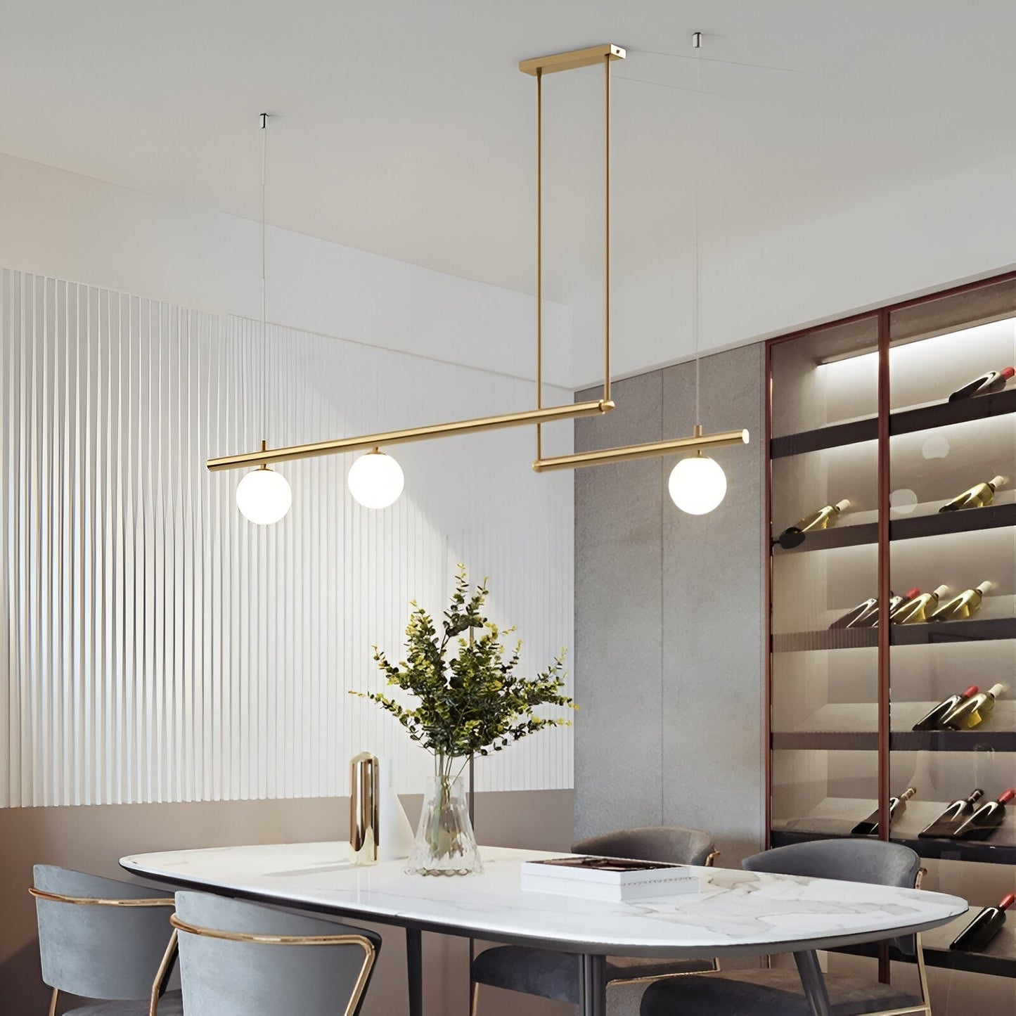 Modern Glass Linear Pendant Light Fixture