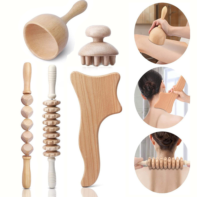 Pro Massage Wooden Roller Kit for Body Relaxation
