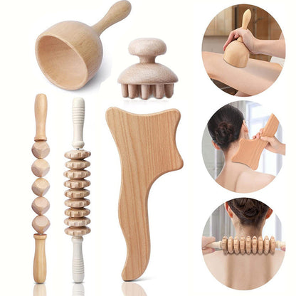 Pro Massage Wooden Roller Kit for Body Relaxation