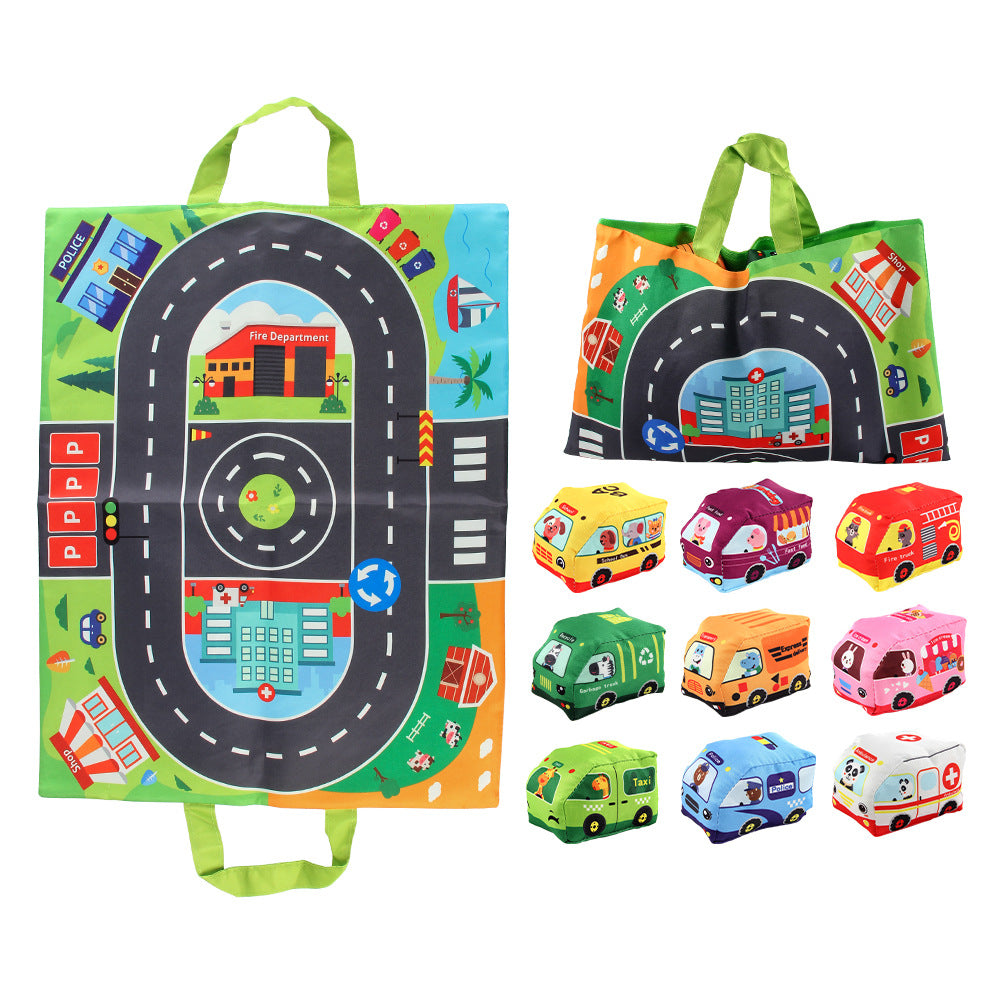Portable 2-in-1 Soft Toy Cars Playset with Storage Bag - Fesara