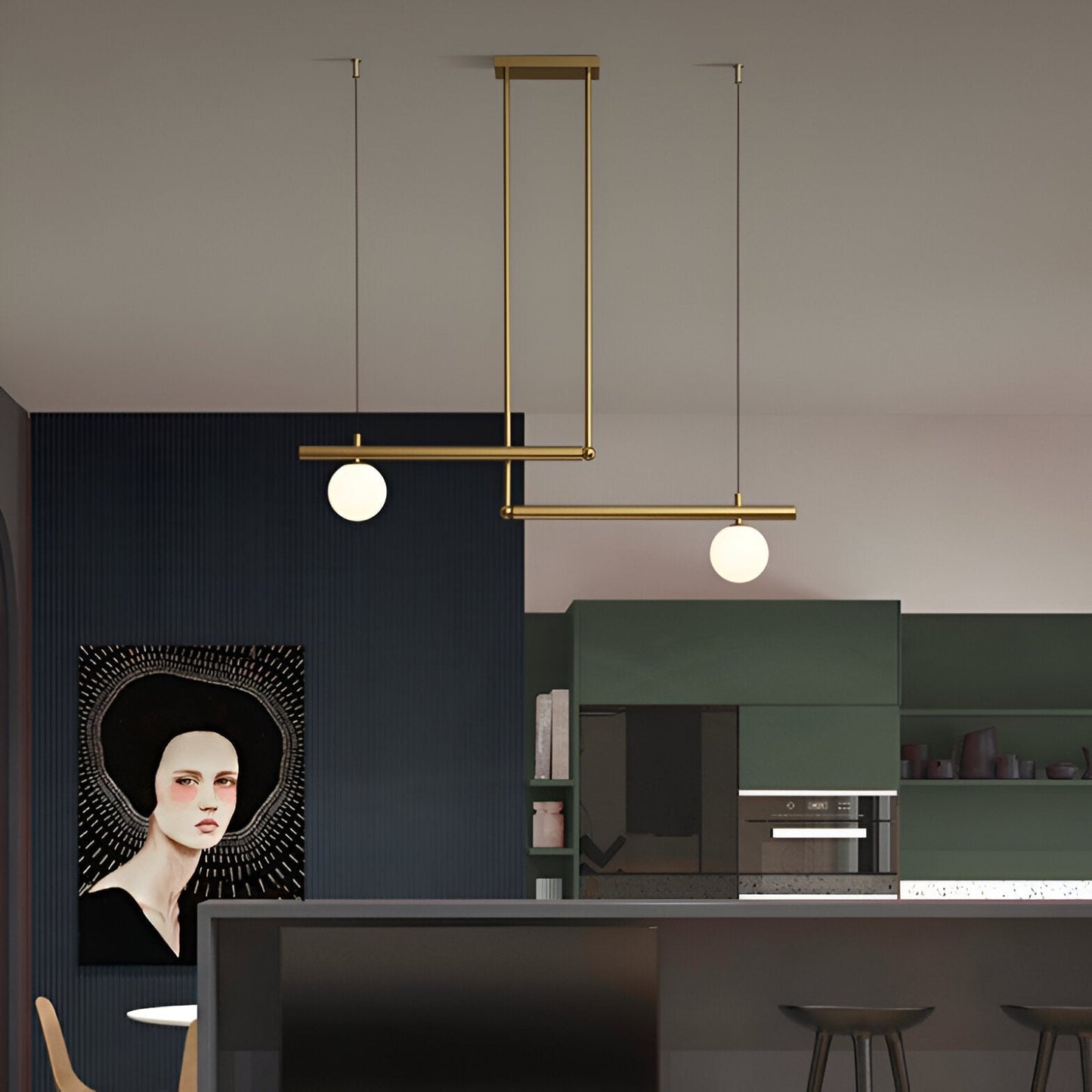 Modern Glass Linear Pendant Light Fixture