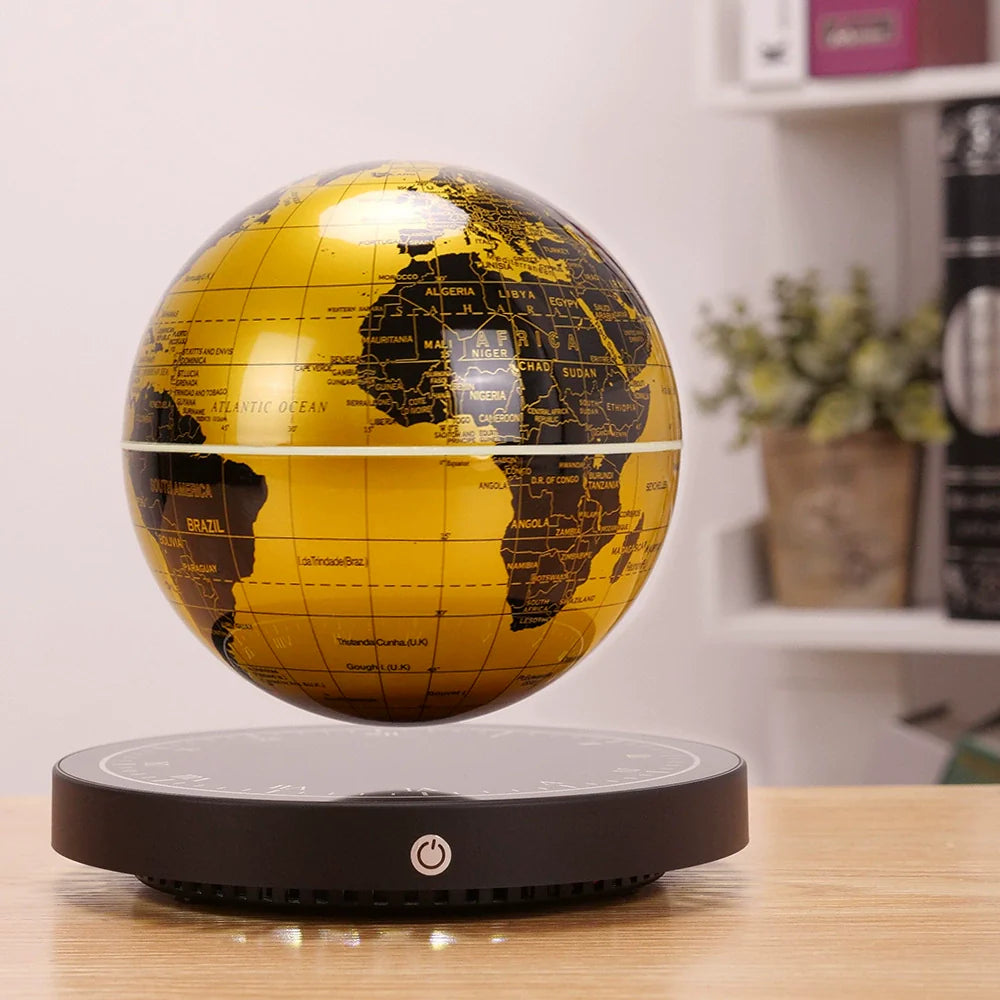 Floating Globe Table Lamp with LED Clock Base - Fesara