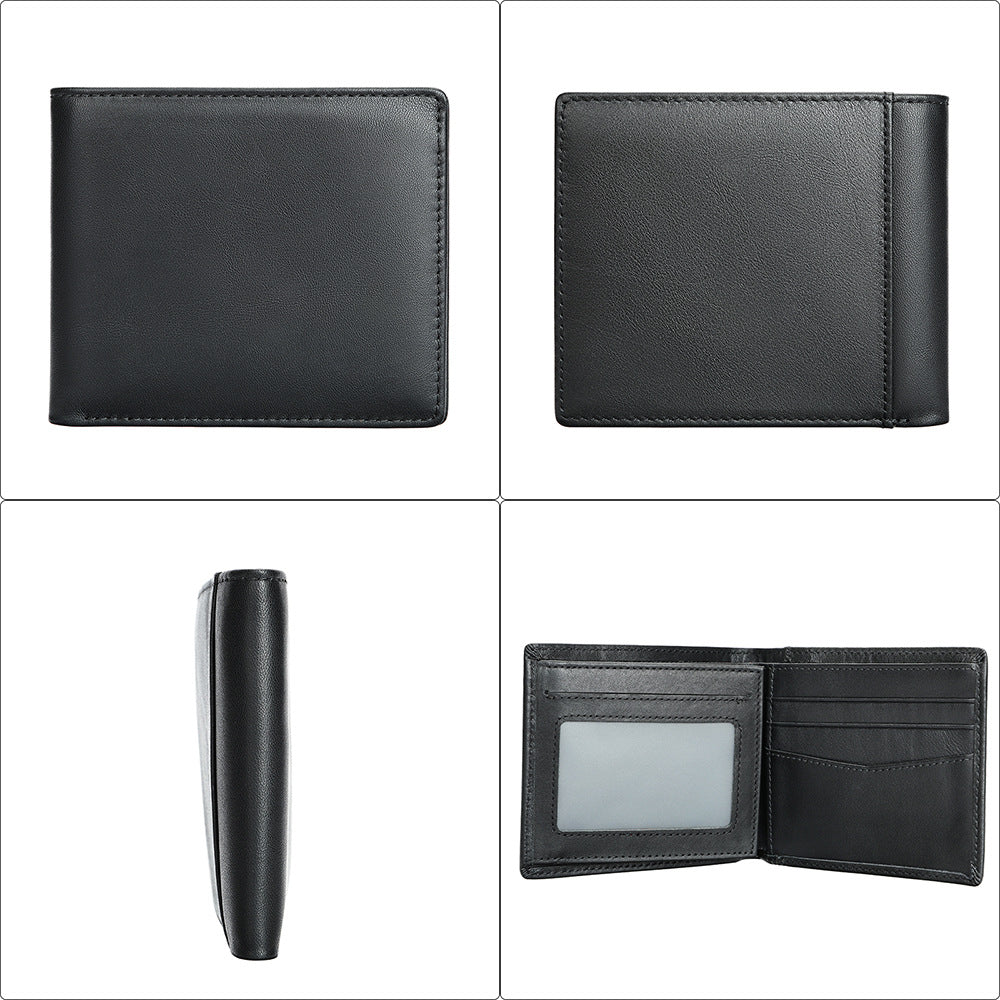 Thin Mens Leather RFID Wallet - Secure Slim Design