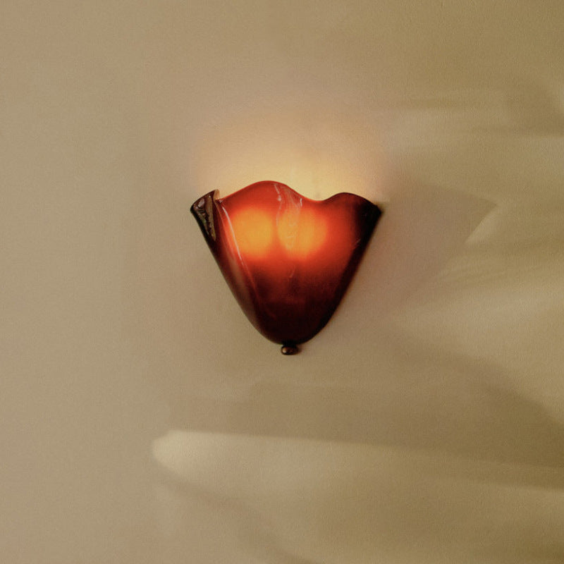 Vintage Glass Wall Lamp in Floral Shade