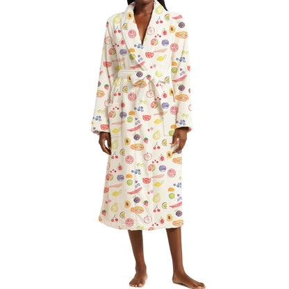 Plush Floral Bathrobe for Women