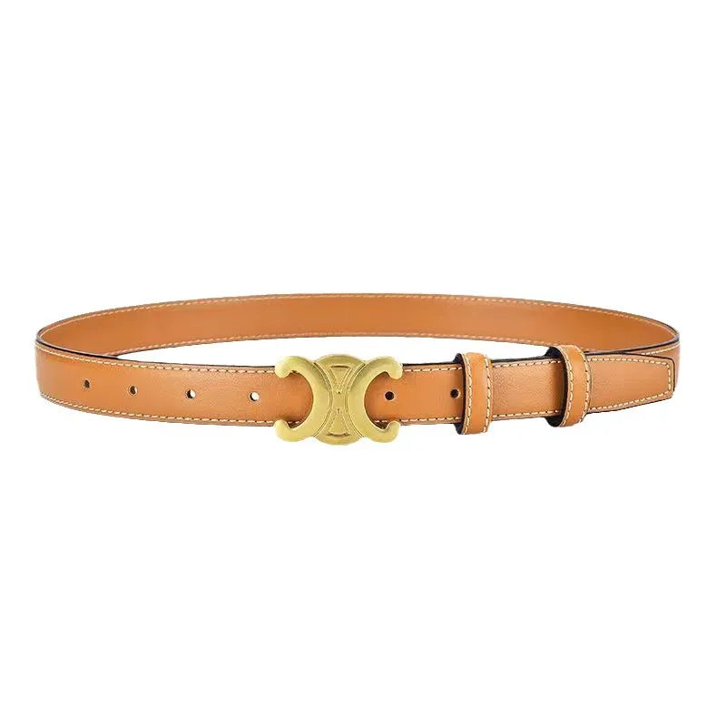 Luxury Gold Buckle Leather Belt