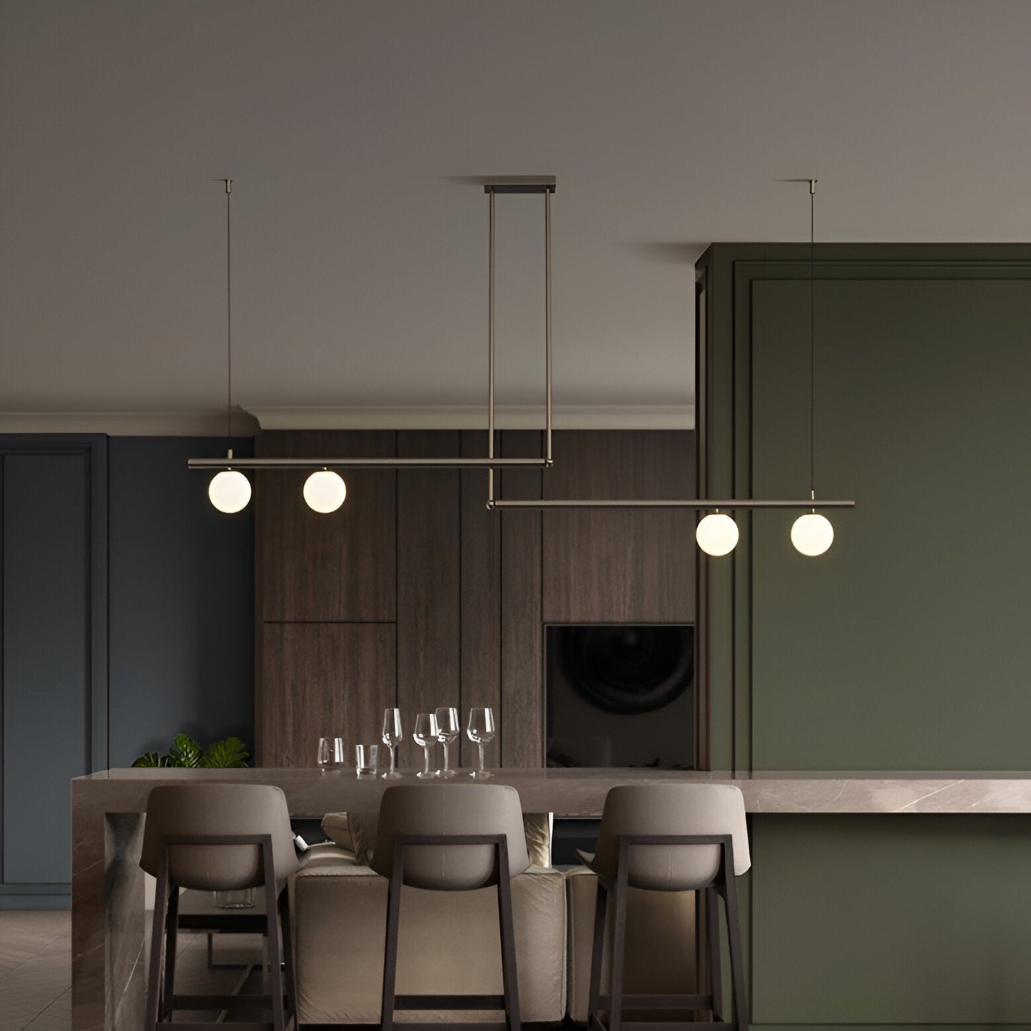Modern Glass Linear Pendant Light Fixture