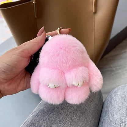 Adorable Plush Bunny Pom Pom Keychain Gift Set