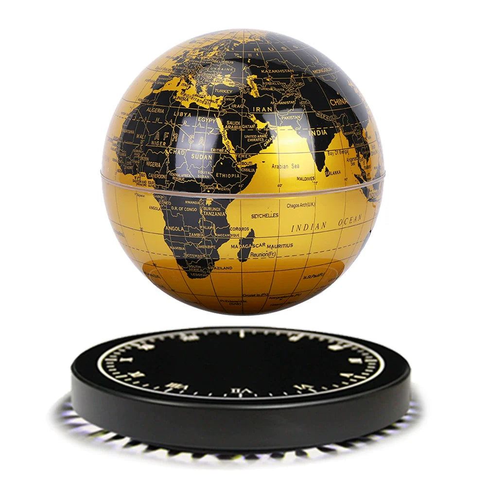 Floating Globe Table Lamp with LED Clock Base