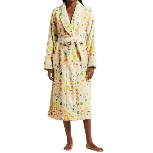 Plush Floral Bathrobe for Women - Fesara