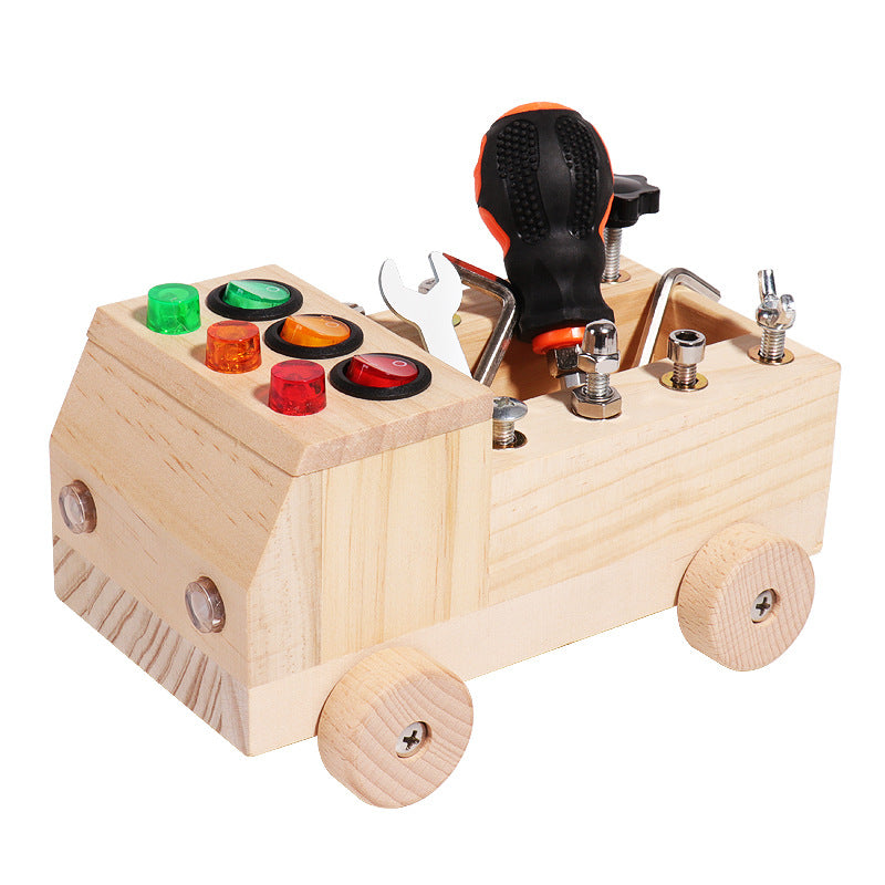 Green Wooden Montessori Fire Truck Toy - Fesara