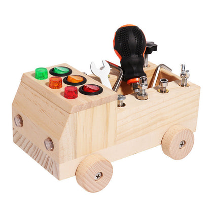 Green Wooden Montessori Fire Truck Toy - Fesara