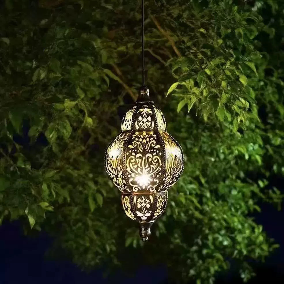Rustic Solar Powered Outdoor Hanging Lantern - Fesara