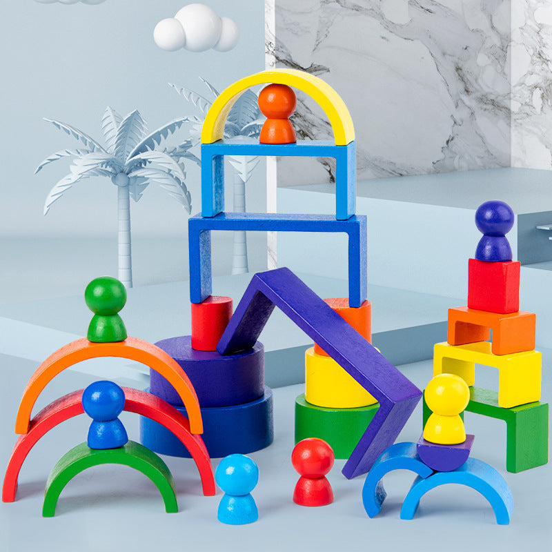 Colorful Kids Wooden Building Blocks Set